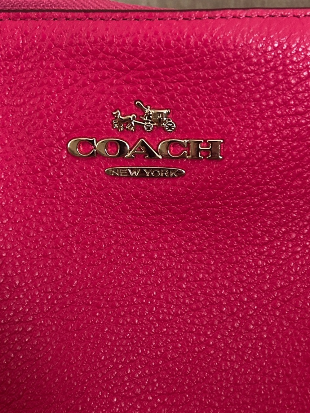 🖤 COACH AVA pebbled leather hot pink fuschia tote - Picture 2 of 7